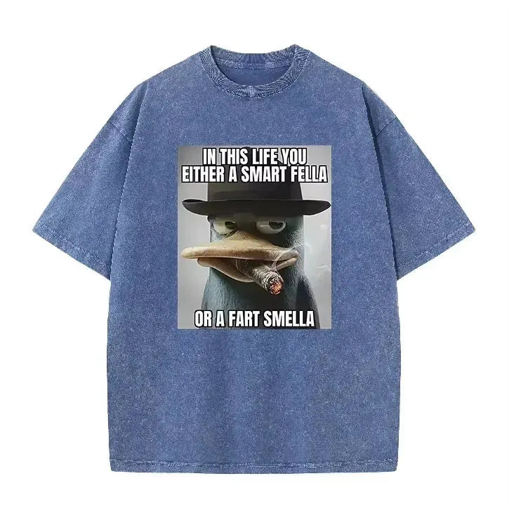 Retro Acid Wash Oversized T-shirt Funny Perry Platypus Meme Cartoon Print Casual Streetwear Tops by Vimost Shop