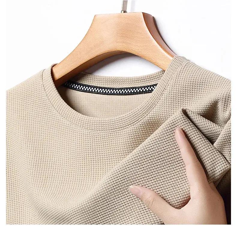 Men’s Waffle-Texture Crew-Neck T-Shirt by Vimost Shop