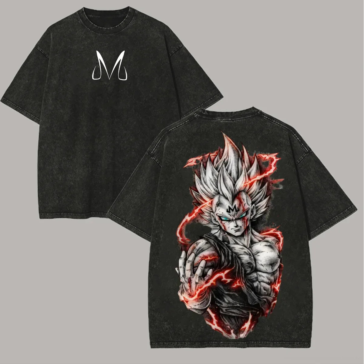 Majin Vegeta Vintage Washed Oversized T-Shirt Cotton Streetwear Tee-0