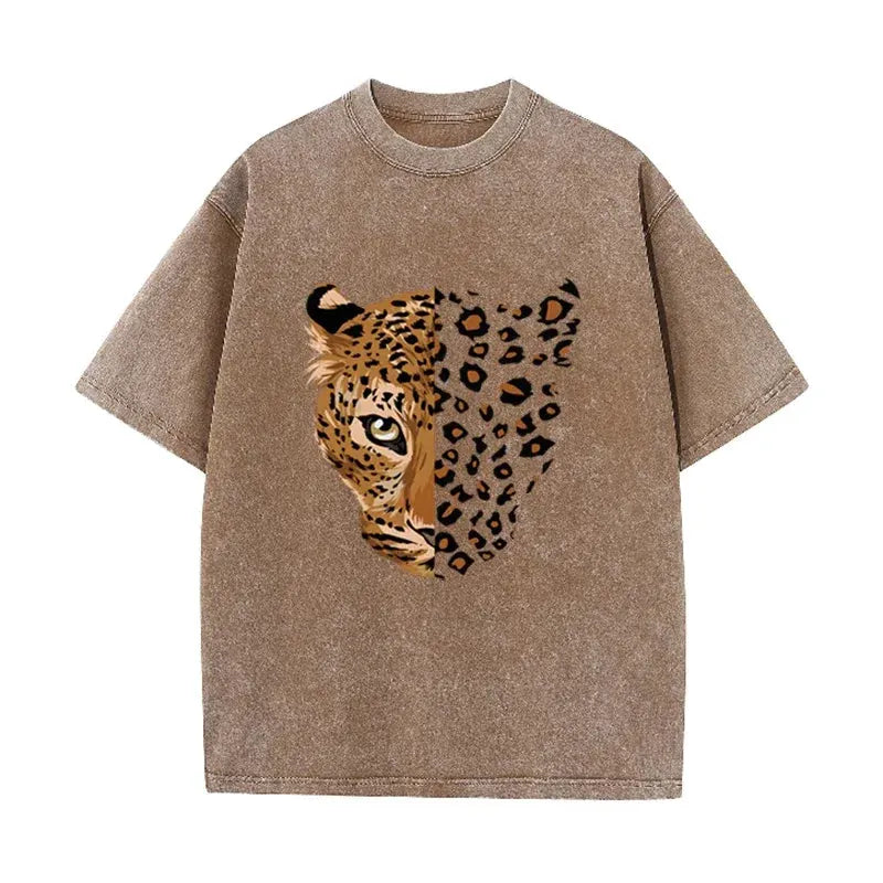 Vintage Purple Leopard Graphic T Shirt Animal Print Acid Wash Oversized Tee by Vimost Shop