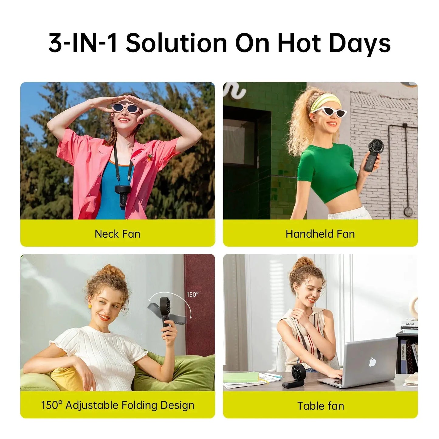 JISULIFE Portable Handheld Fan with LED Display,5 Speeds,5000mAh,150°Folded,3-IN-1 Hand/Desk/Neck Multifunction Personal Fan by JISULIFE Official Store