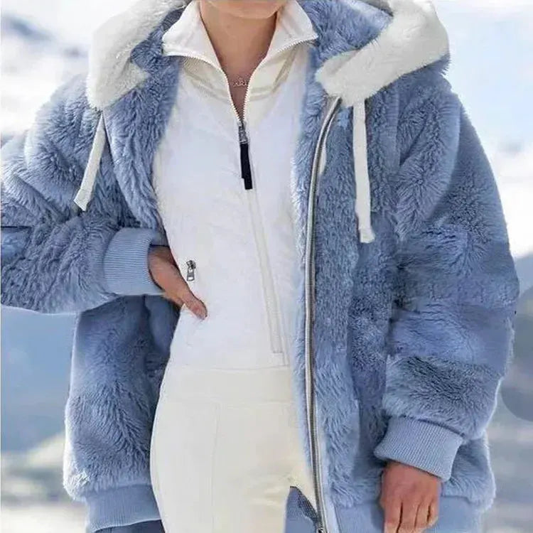 Women’s Hooded Zip-Front Patchwork Jacket by Vimost Shop