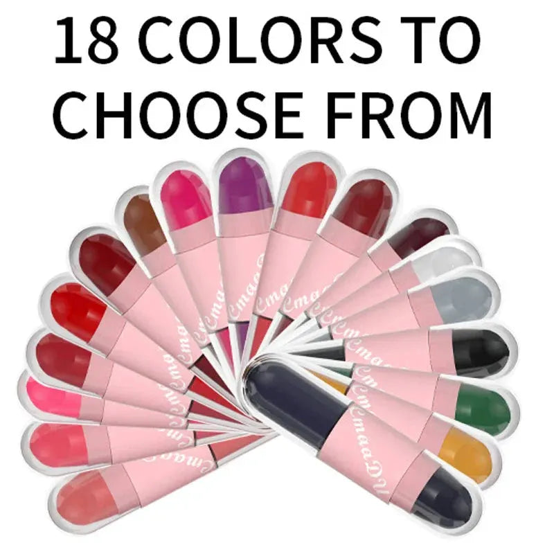 18 Colors 2 in 1 Matte Lipstick Liquid Purple Lip Glaze Double Head Lip Makeup Lasting Waterproof Velvet Sexy Dark Red Lipsticks by HMEINA Store