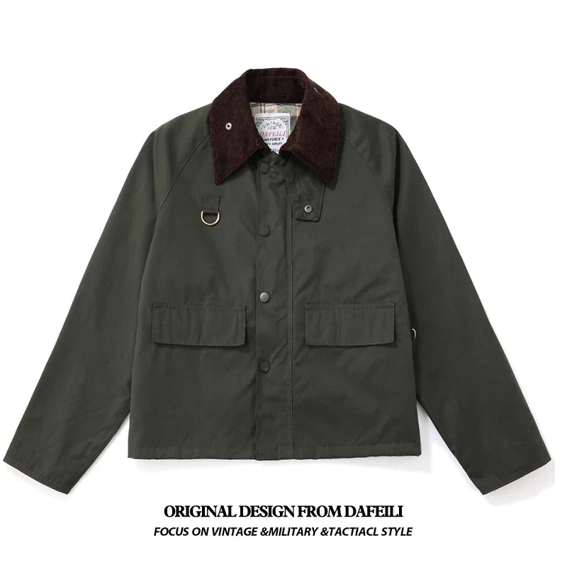 Outdoor hunting tactical plus size men's windbreaker baseball check work cropped corduroy waterproof fishing plaid jacket-1
