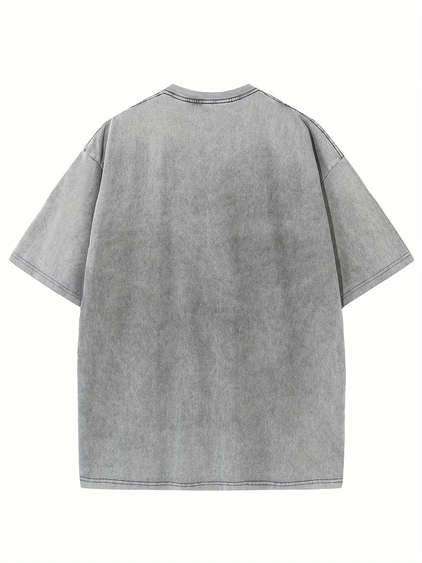 Retro Washed Pattern High-quality Cotton Men's T-shirt - Loose Fit Short Sleeved Round Neck Top by Vimost Shop