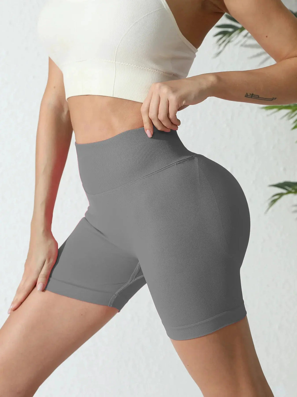 Women's High-Waist Knit Yoga Shorts with Stretch Fit for Training by Vimost Shop