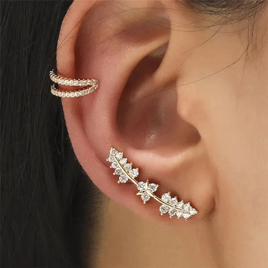 VAGZEB Bohemian NO Piercing Crystal Rhinestone Ear Cuff Wrap Stud Clip Earrings For Women Girl Trendy Earrings Jewelry Bijoux by Maiden-Art
