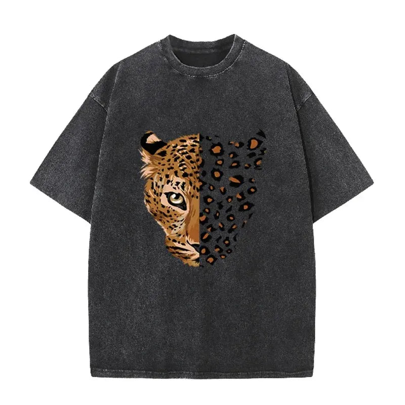 Vintage Purple Leopard Graphic T Shirt Animal Print Acid Wash Oversized Tee by Vimost Shop