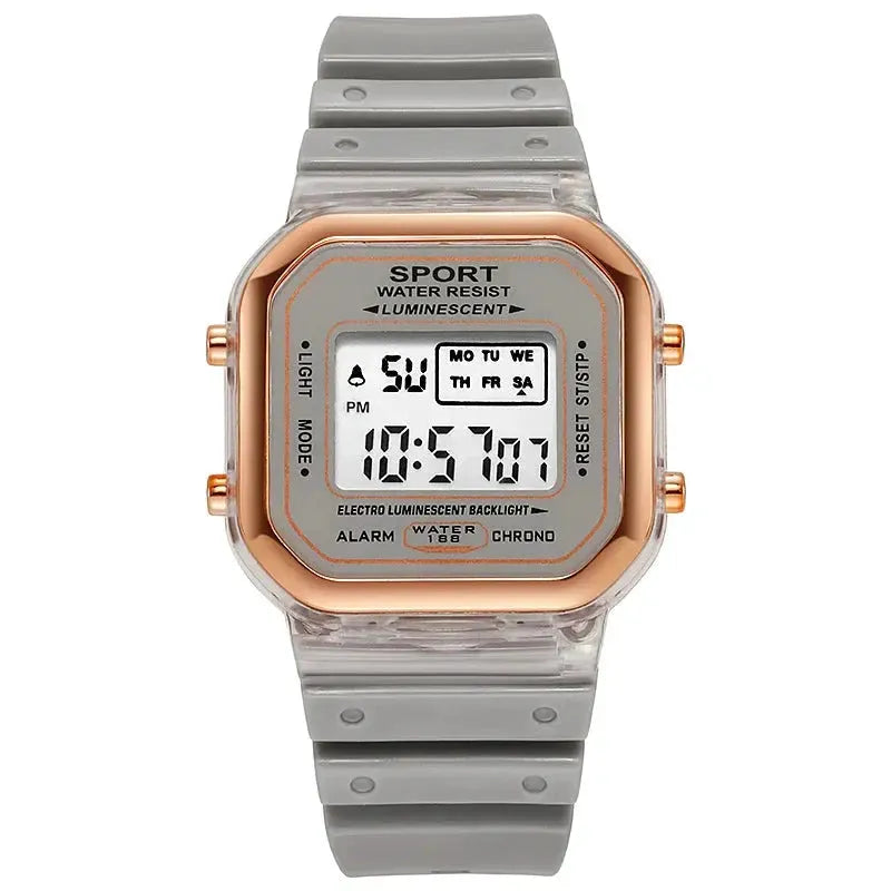 Fashion Brand Student Transparent Electronic Watch Candy Multicolor LED Ladies Sports Waterproof Wirstwatch Clock Gift relógio by Zkceenier Official Store