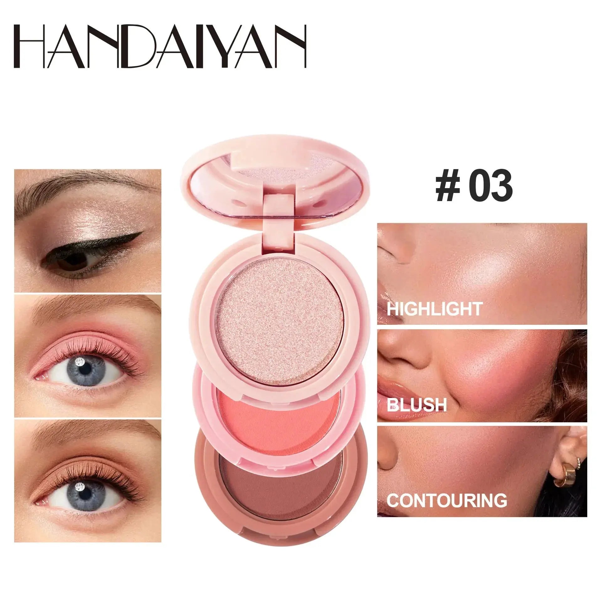 3 In 1 Matte Highlighter Contouring Blush Palette Pearly Shiny Eyeshadow Multifunctional Face Makeup Palette Female Cosmetic by XXIYAYA Makeup Store