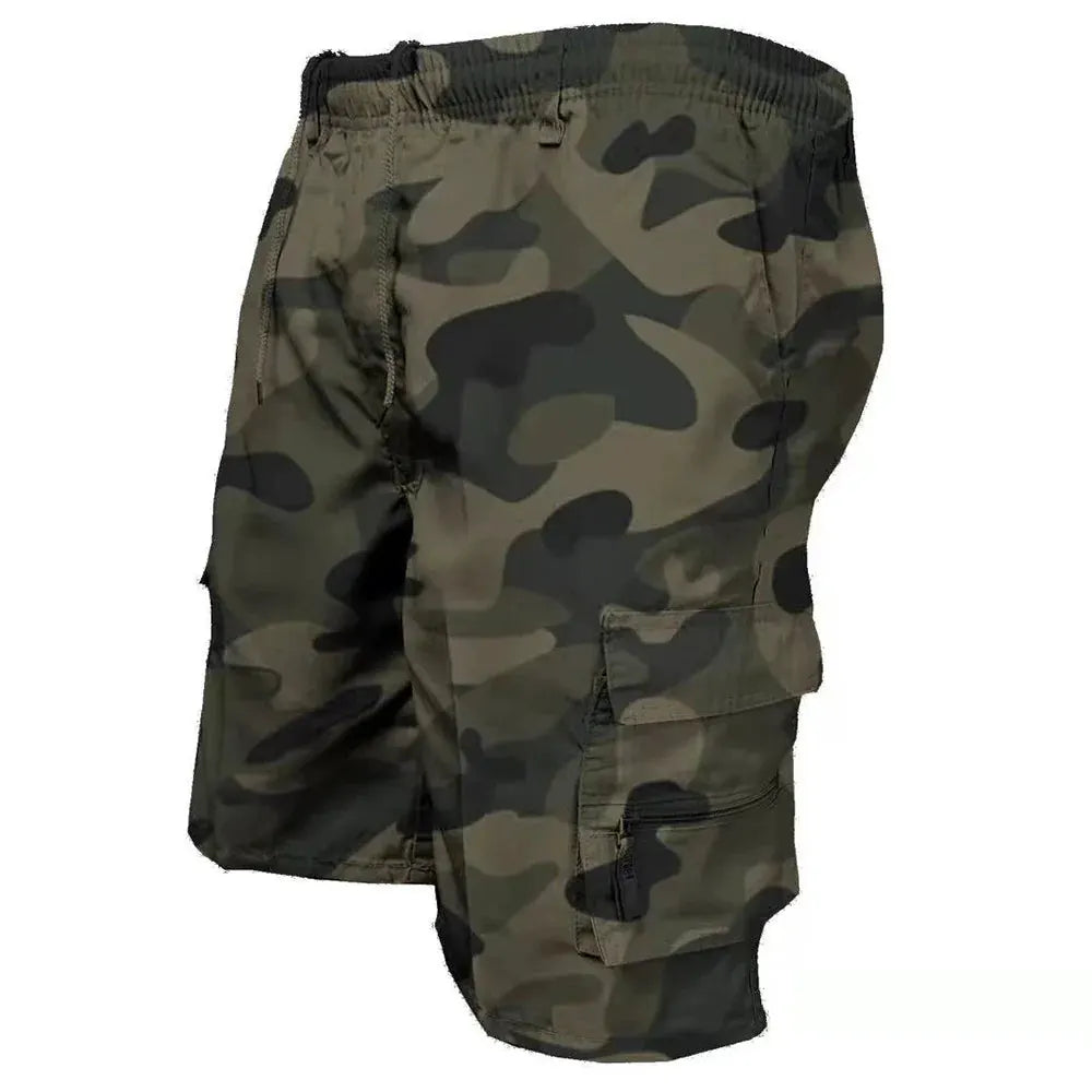 Men's Loose-Fit Cargo Shorts with Drawstring Waist and Multiple Pockets by Vimost Shop