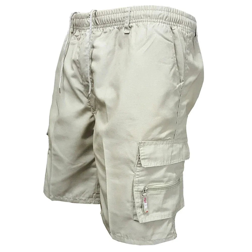 Men's Loose-Fit Cargo Shorts with Drawstring Waist and Multiple Pockets by Vimost Shop