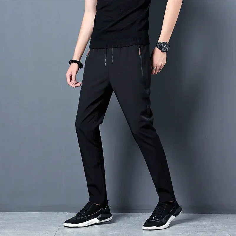 Men's Lightweight Straight-Leg Pants with Elastic Waist for Everyday Wear by Vimost Shop