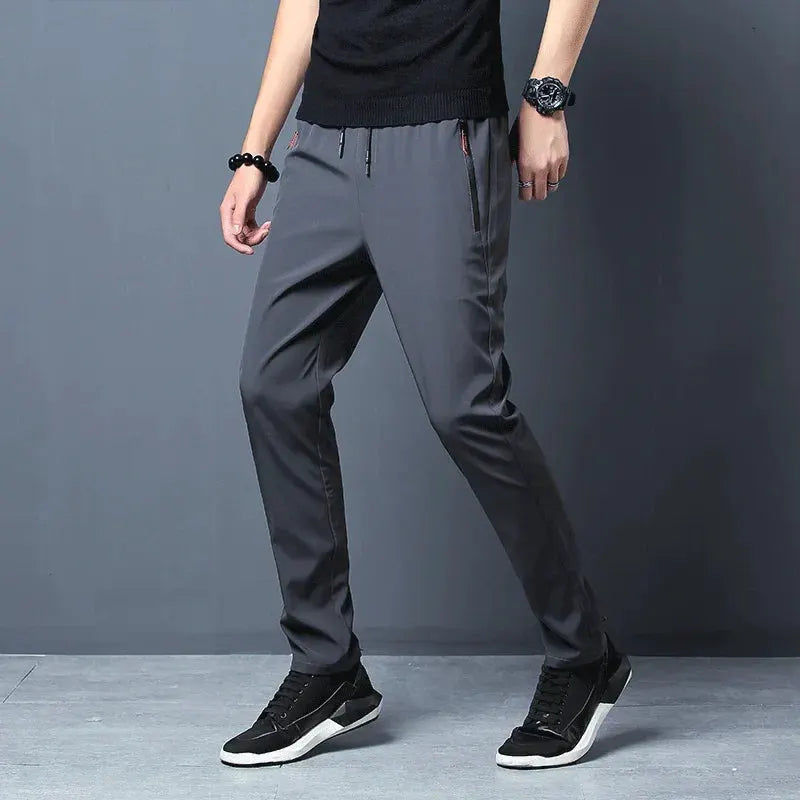 Men's Lightweight Straight-Leg Pants with Elastic Waist for Everyday Wear by Vimost Shop