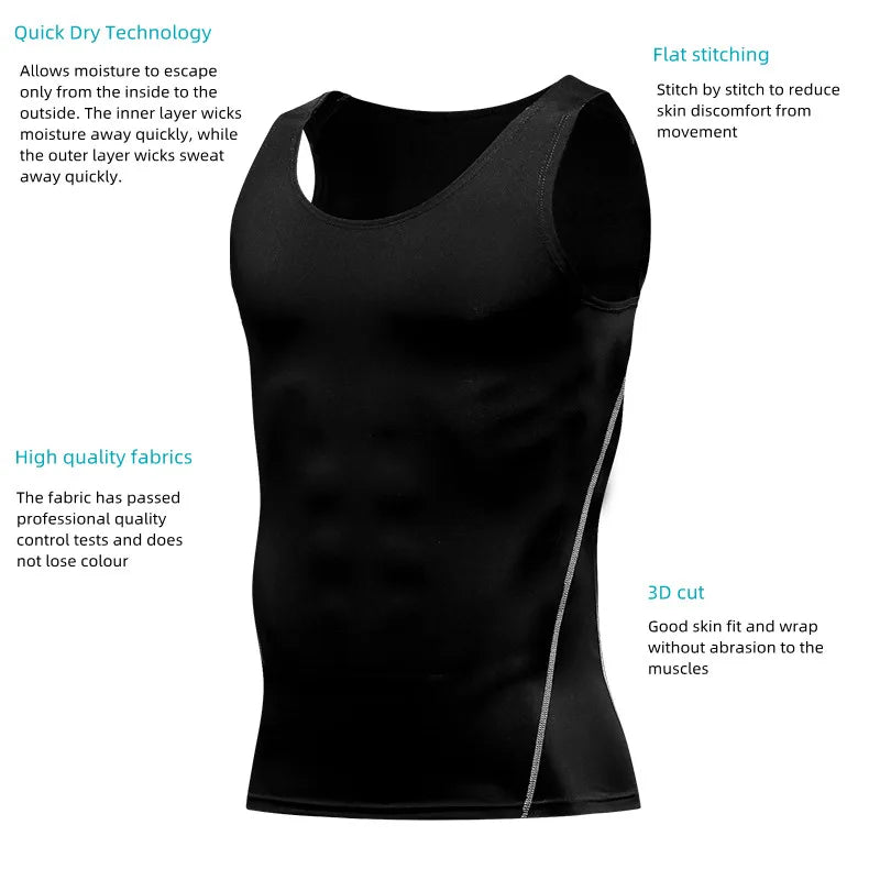 Men Quick Dry Sleeveless Sports Vest High Elasticity Running Basketball Training Shirt-1