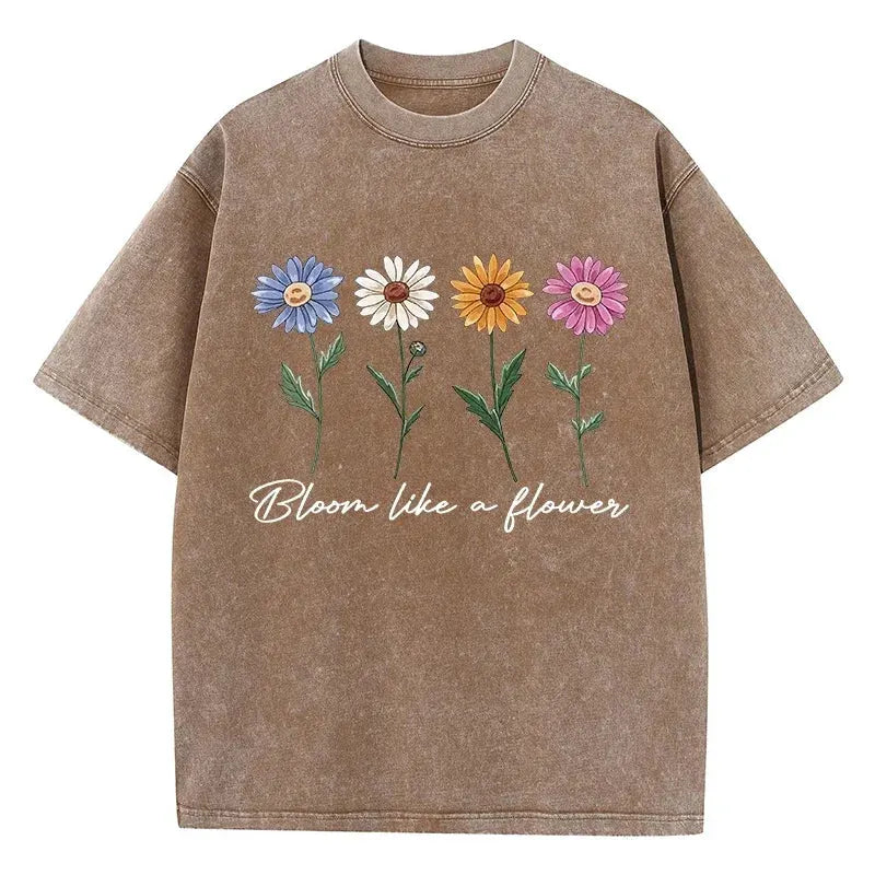 Printed Washed T-shirt Men's Cotton T-shirt Comfortable Round Neck T-shirt Men's Summer Outfit by Vimost Shop