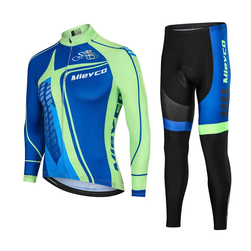 Men Long Sleeve Cycling Jersey Set MTB Road Bike Breathable Outdoor Cycling Suit-13