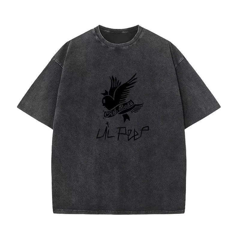 230G Cotton T-shirt Vintage Short Sleeve Lil Peep Cry Baby Y2K American Retro T Shirt Summer Hip Hop Harajuku Tees by Vimost Shop