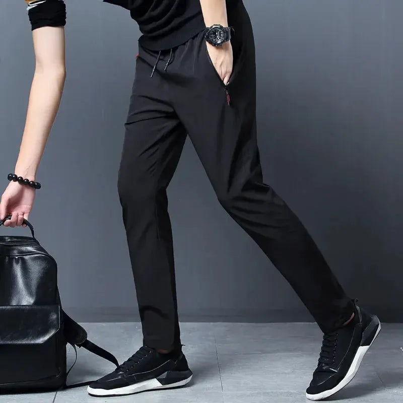 Men's Lightweight Straight-Leg Pants with Elastic Waist for Everyday Wear by Vimost Shop