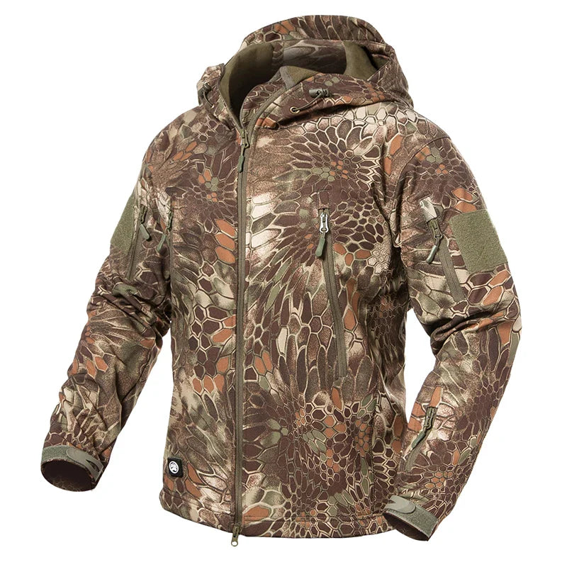 Men's Soft Shell Camouflage Tactical Jacket Men Waterproof Fleece Lined Coat Hooded Outdoor Hiking Hunting Clothes-1