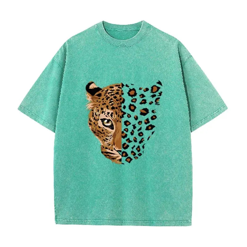 Vintage Purple Leopard Graphic T Shirt Animal Print Acid Wash Oversized Tee by Vimost Shop