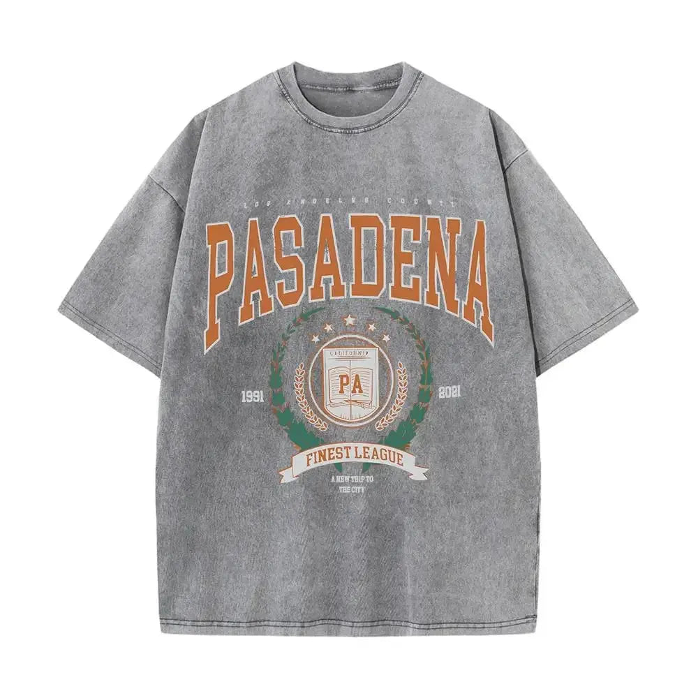 Summer Unisex Washed Cotton T-shirt with Fashionable Design and Printed Top Loose and Worn Round Neck Streetwear by Vimost Shop