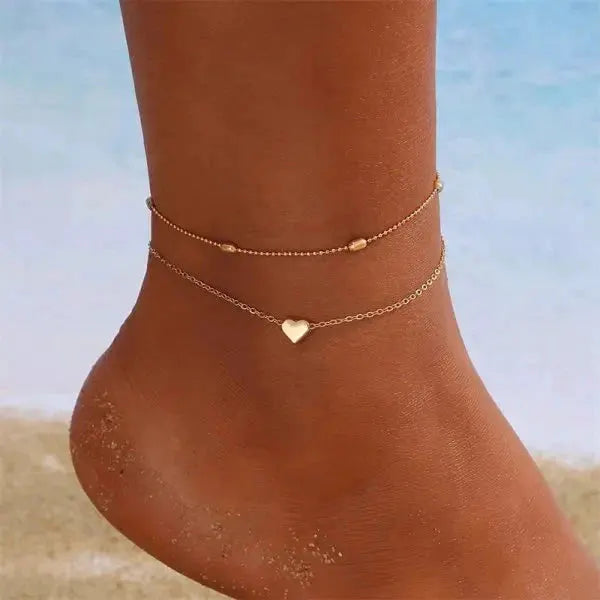 Bohemia Multilayer Rice Bead Anklet Set for Women Fashion Starfish Pendant Anklets Summer Sandy Beach Ankle Chain On Leg Jewelry by HongHaiEr Store