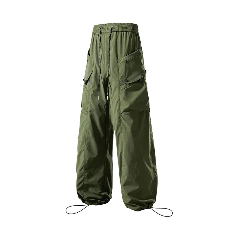 Men's Green Quick Dry Cargo Hiking Pants with Drawstring Waist by Vimost Shop