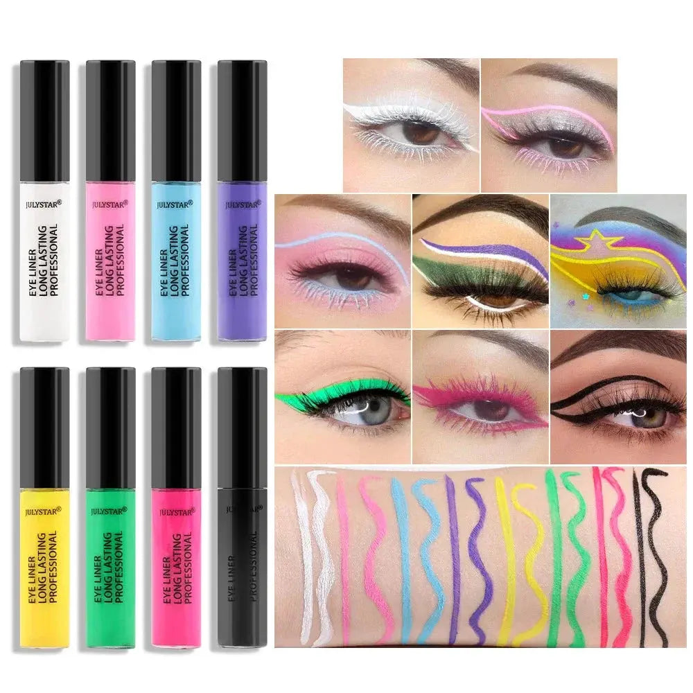 8 Color Eyeliner Liquid Pencil Waterproof Easy To Wear Make Up Matte Eye Liner Blue Pink Green White Black Purple Yellow Eyliner by HMEINA Store