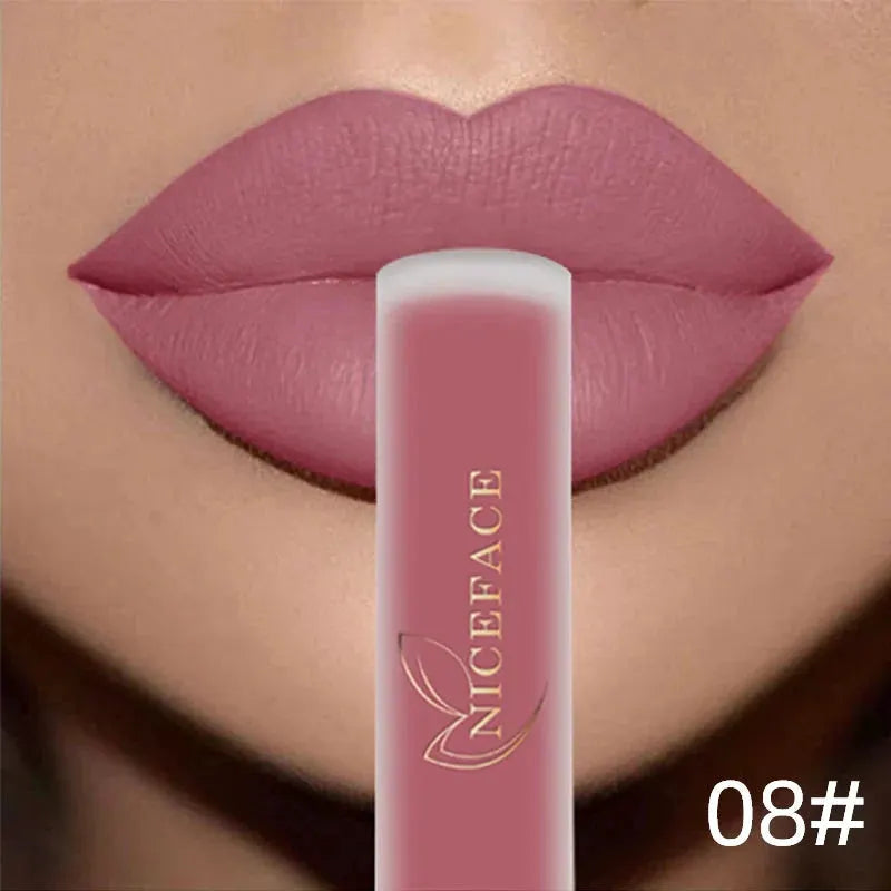 NICEFACE Matte Liquid Lipstick Waterproof Long Lasting Lip Gloss Tint Sexy Red Nude Purple Metallic Lipsticks Makeup Cosmetics by QiBest Professional Makeup Store