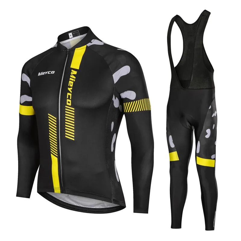 Men Long Sleeve Cycling Jersey Set MTB Road Bike Breathable Outdoor Cycling Suit-16