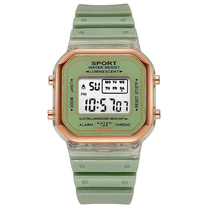 Fashion Brand Student Transparent Electronic Watch Candy Multicolor LED Ladies Sports Waterproof Wirstwatch Clock Gift relógio by Zkceenier Official Store