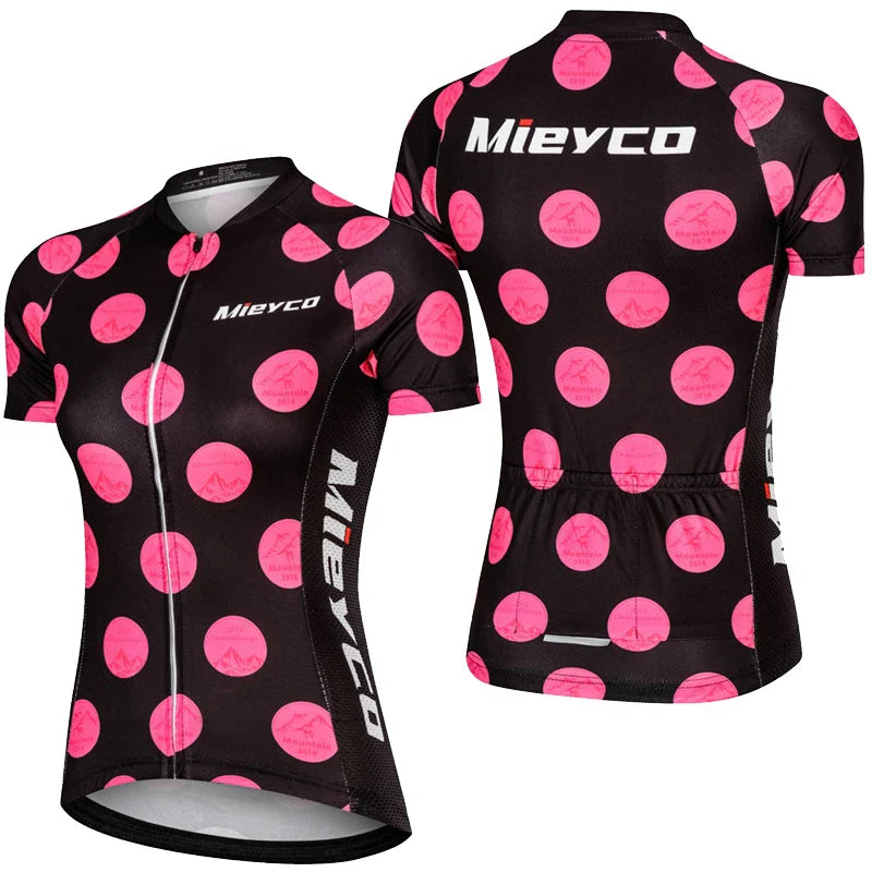 Women Short Sleeve Cycling Jersey Set Summer Bike Bib Shorts Suit-13