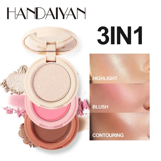 3 In 1 Matte Highlighter Contouring Blush Palette Pearly Shiny Eyeshadow Multifunctional Face Makeup Palette Female Cosmetic by XXIYAYA Makeup Store
