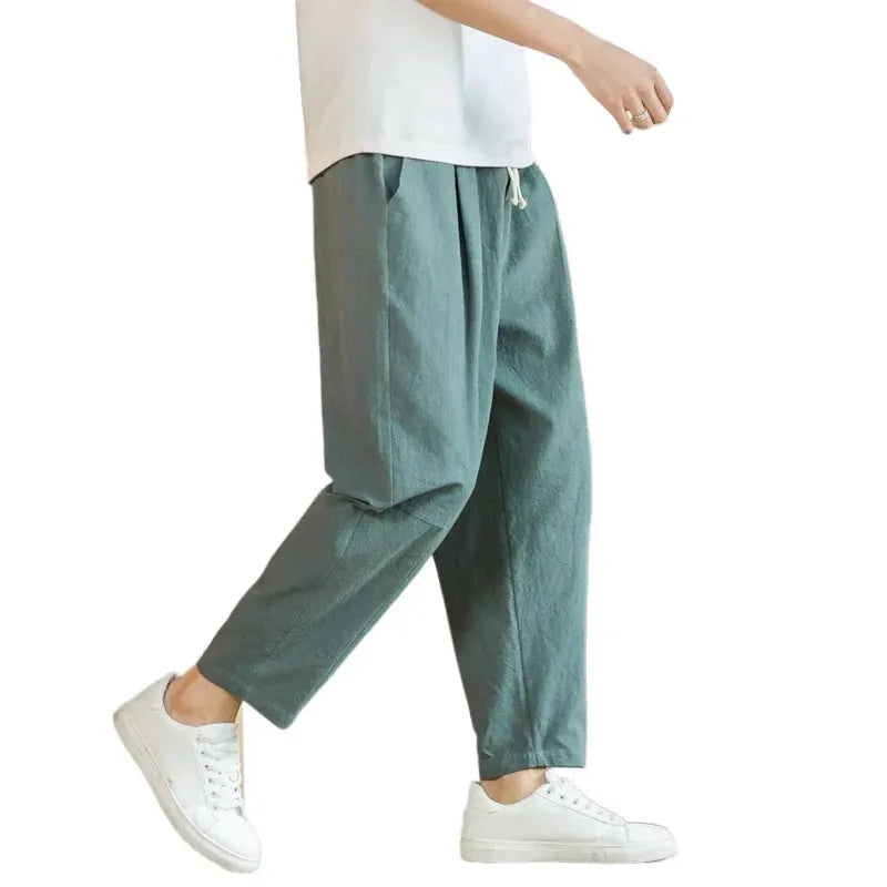 Men's Relaxed Cotton Drawstring Pants with Ankle-Length Harem Silhouette by Vimost Shop