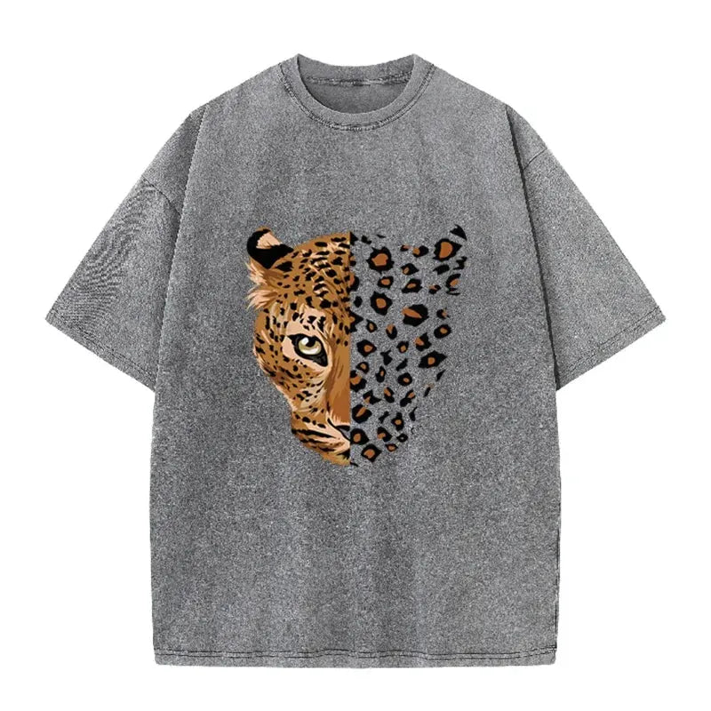 Vintage Purple Leopard Graphic T Shirt Animal Print Acid Wash Oversized Tee by Vimost Shop