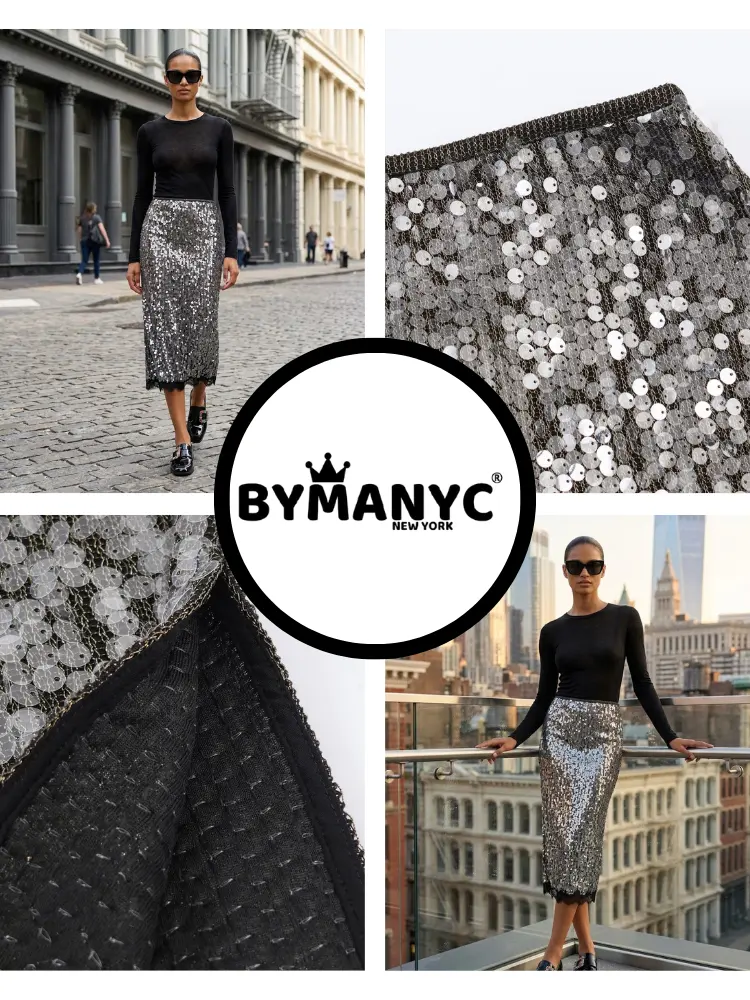 SOHO Women's Sequin & Lace Midi Skirt Prêt-à-Porter BYMANYC ® NY by BYMANYC ® New York