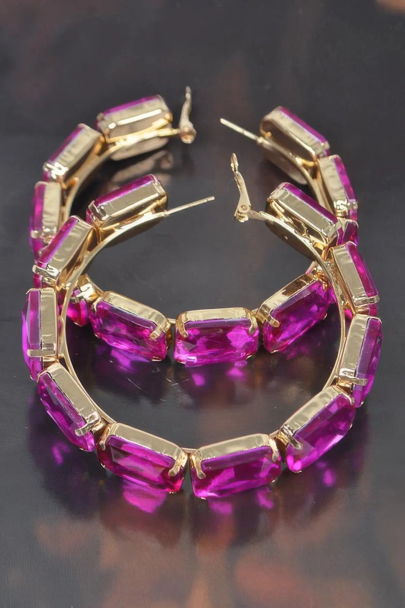 ST. MARKS Multicolor Stone Hoop Earrings: NYFW BYMANYC ® New York by BYMANYC ® New York
