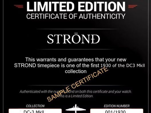 STROND DC3 MkII All Black Bronze Watch 316L Stainless Steel Sapphire 42mm