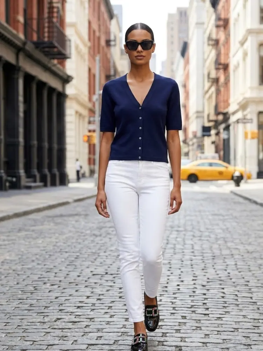 SUTTON Women's Short Sleeve Sweater Prêt-à-Porter BYMANYC ® New York by BYMANYC ® New York