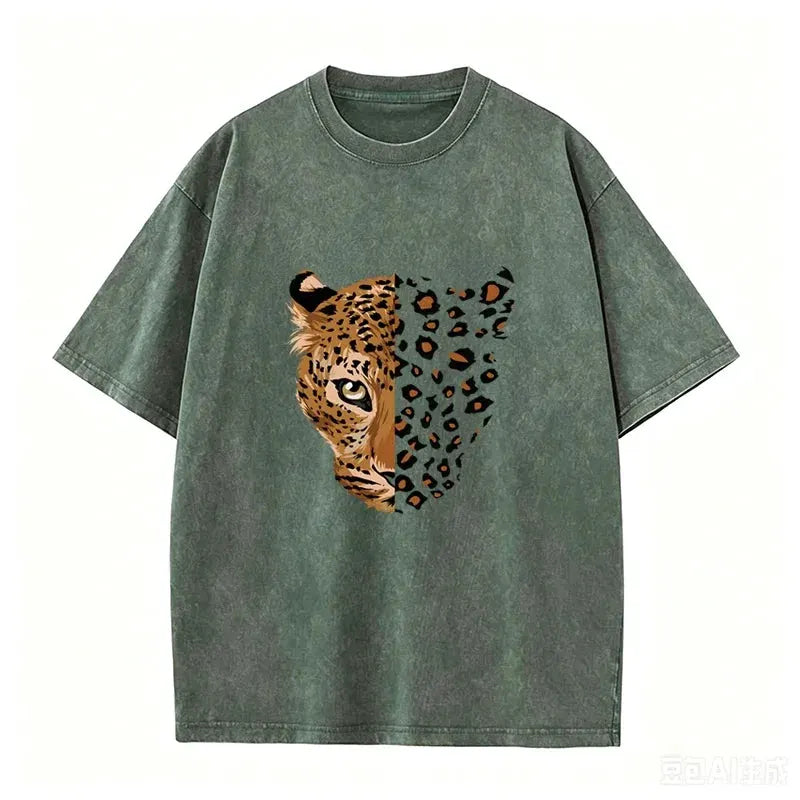 Vintage Purple Leopard Graphic T Shirt Animal Print Acid Wash Oversized Tee by Vimost Shop