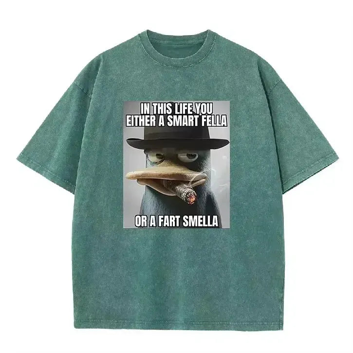 Retro Acid Wash Oversized T-shirt Funny Perry Platypus Meme Cartoon Print Casual Streetwear Tops by Vimost Shop