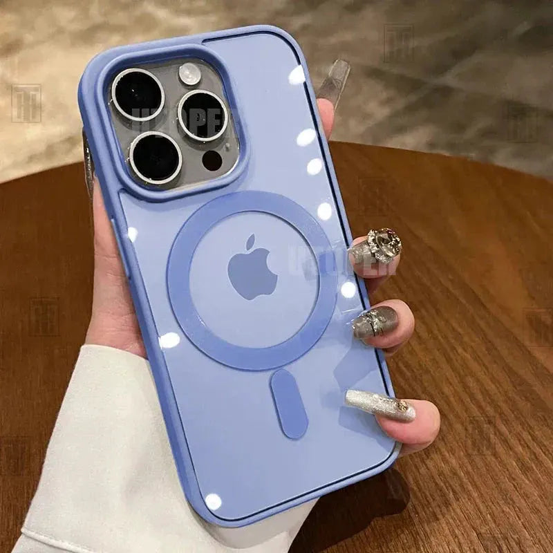 Pink Transparent Acrylic Case for iPhone 17 Air 16 15 14 13 12 11 Pro Max Plus Hard Shockproof Powerful Magnetic Magsafe Cover by 100W Dollar Store