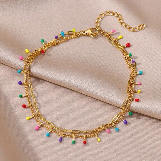 Anklets for Women Summer Beach Accessories Stainless Steel Imitation Pearl Chain Anklet Gold Color Leg Bracelets Bodychain Gifts by MAIDEN-ART