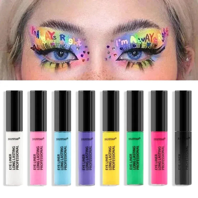 8 Color Eyeliner Liquid Pencil Waterproof Easy To Wear Make Up Matte Eye Liner Blue Pink Green White Black Purple Yellow Eyliner by HMEINA Store