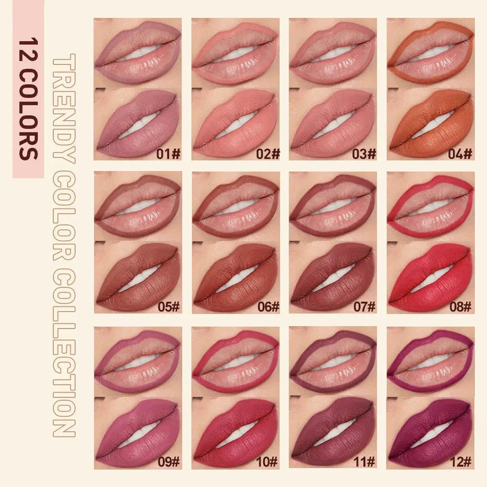 QIBEST 2pcs Lipstick Lipliner Pen Set Matte Nude Lip Liner Pencil Waterproof Long Lasting Lipstick Pen Contour Makeup For Women by QIBEST Makeup Store