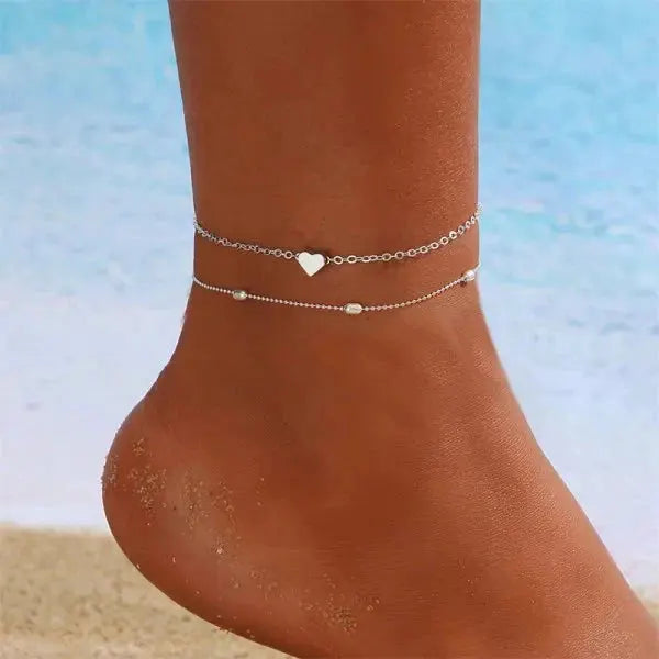 Bohemia Multilayer Rice Bead Anklet Set for Women Fashion Starfish Pendant Anklets Summer Sandy Beach Ankle Chain On Leg Jewelry by HongHaiEr Store