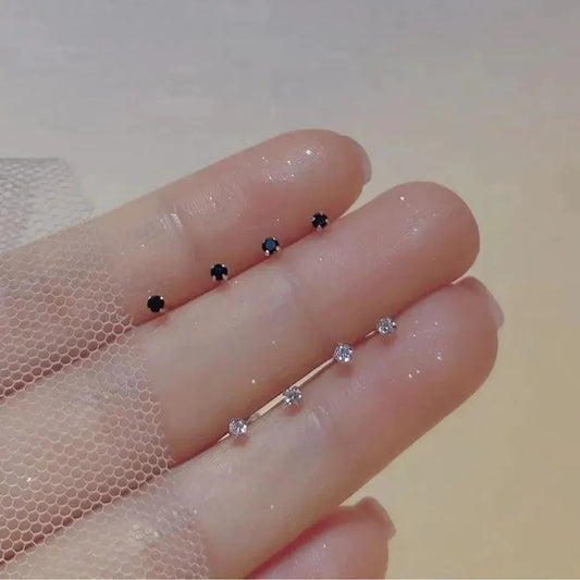 Trendy Mini Rhinestones Stud Earrings for Women Girls Daily Jewelry Cute Round Geometry Small Earrings Accessories by Maiden-Art
