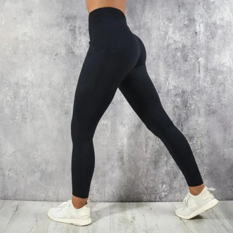 Women's High-Waist Ankle-Length Yoga Leggings with Side Pockets and Stretch Fabric by Vimost Shop