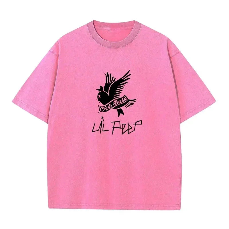 230G Cotton T-shirt Vintage Short Sleeve Lil Peep Cry Baby Y2K American Retro T Shirt Summer Hip Hop Harajuku Tees by Vimost Shop